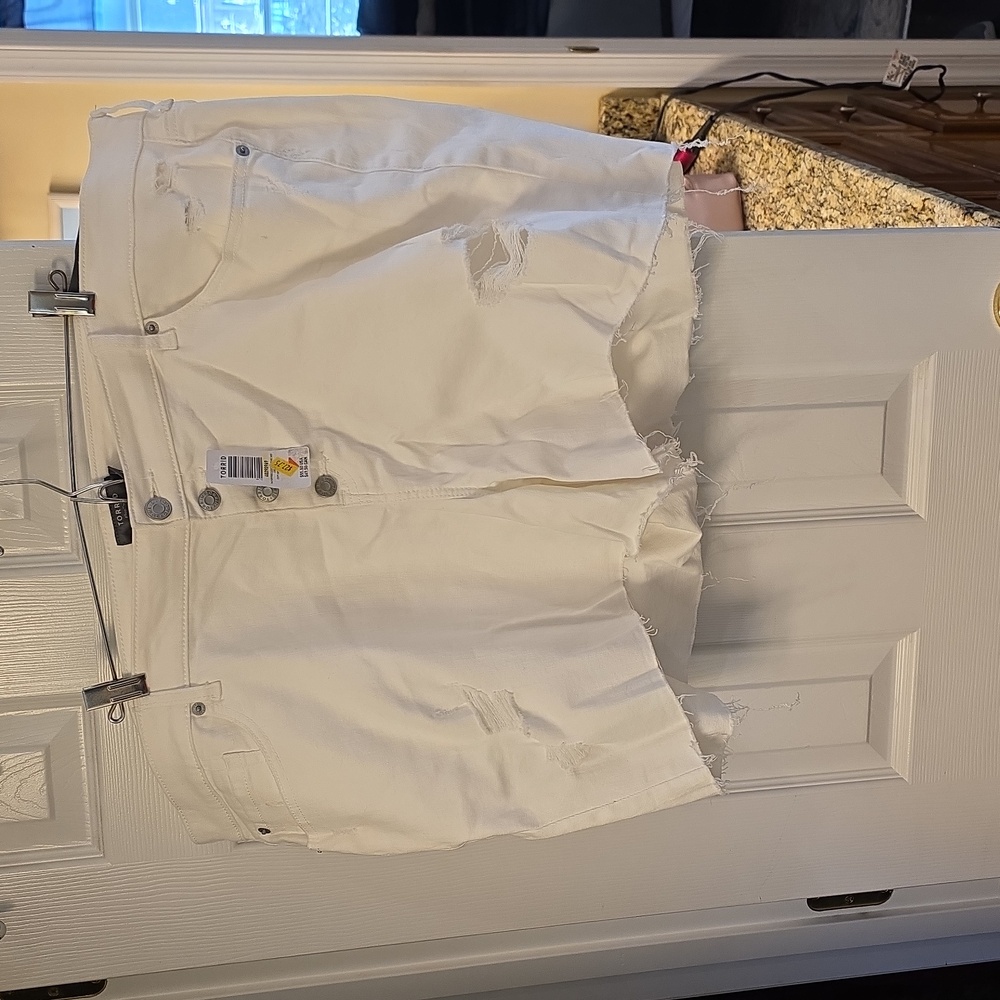 Torrid White Distressed Button-Fly Shorts - Picture 8 of 8